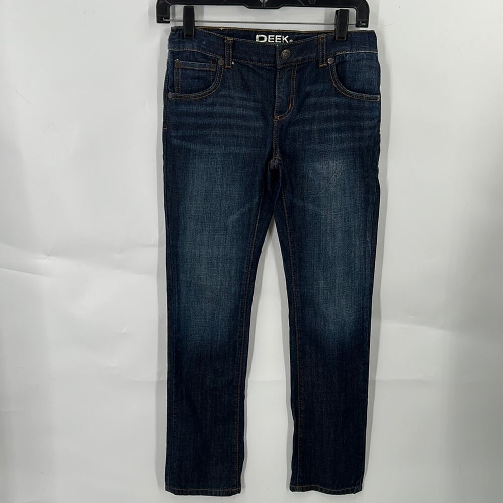 Peek Dungarees Boy's Dark Wash Blue Denim Slouch Straight Leg Jeans Size 12